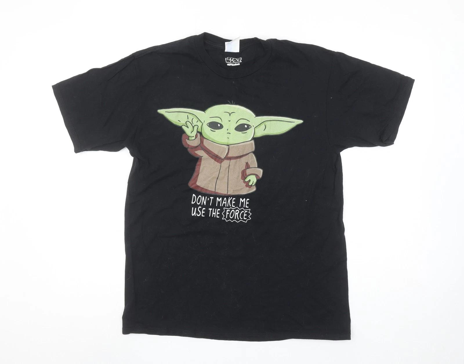 Port & Company Star Wars Mens Black Grogu Graphic T-Shirt Medium XL