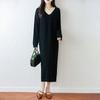 Women Sweater Dress 100% Wool TIDENOVEL V-neck Knit Long Pullover Winter Jumpers Wool Long Dress Female