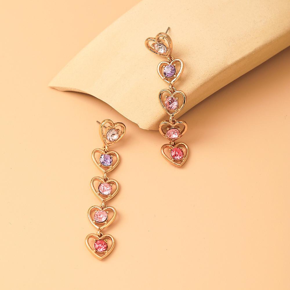 Elegant Heart-shaped Alloy Earrings Trendy Geometric Design For Women In Multiple Colors