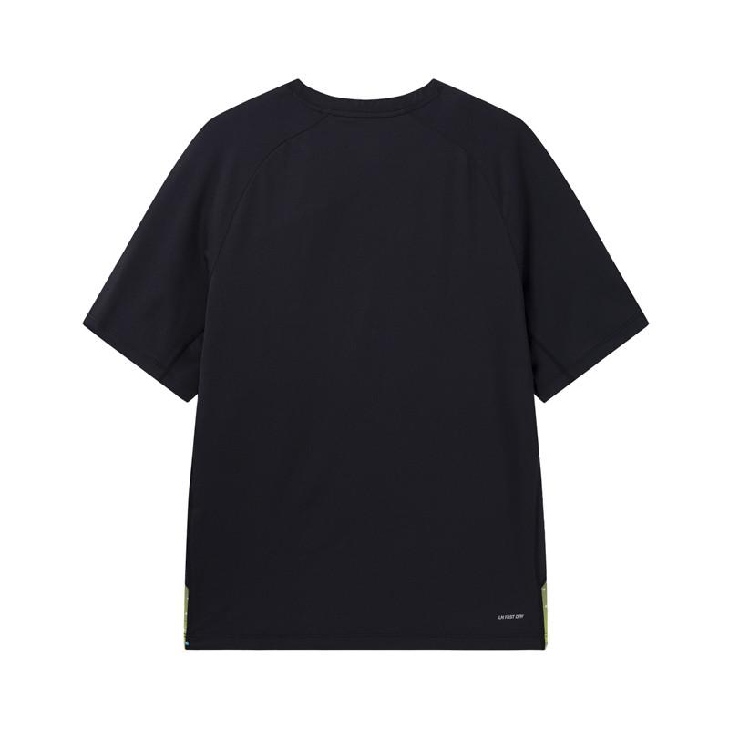 Li Ning T Shirt Women's Black With Digital Green Positioning All Over Print ATSW688-1