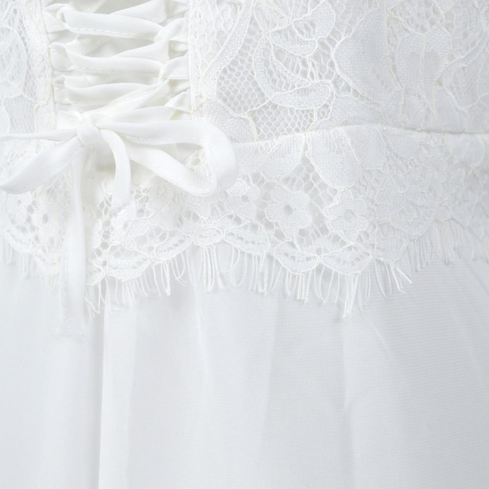 Elegantes Weißes Spitzen-Chiffon-Hochzeitskleid für Damen Süßer Herz-Ausschnitt Ärmellos Rückenfrei Empire-Taille Bodenlang Brautkleid mit Schleppe Neu