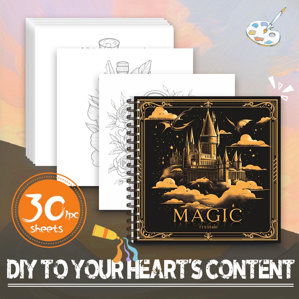 Fantasy Magic Coloring Book, Teen Coloring Book, Various Patterns, 100g Heavyweight Paper, Stress Relief, Birthday Gift