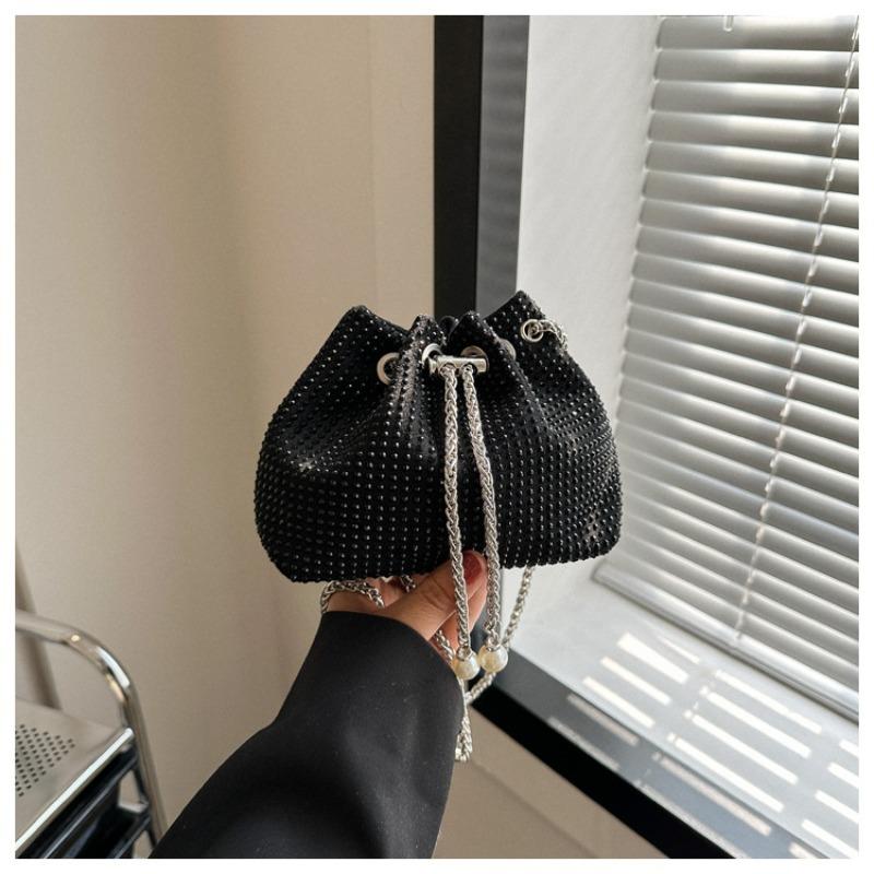 Fashion Trend Small Bag Women's Autumn New Bright Diamond Messenger Bag Chain Bucket Bag