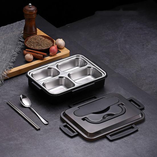 Izolovaný obědový box se lžičkovými hůlkami Potravinářský velkokapacitní přihrádkový box z nerezové oceli Student