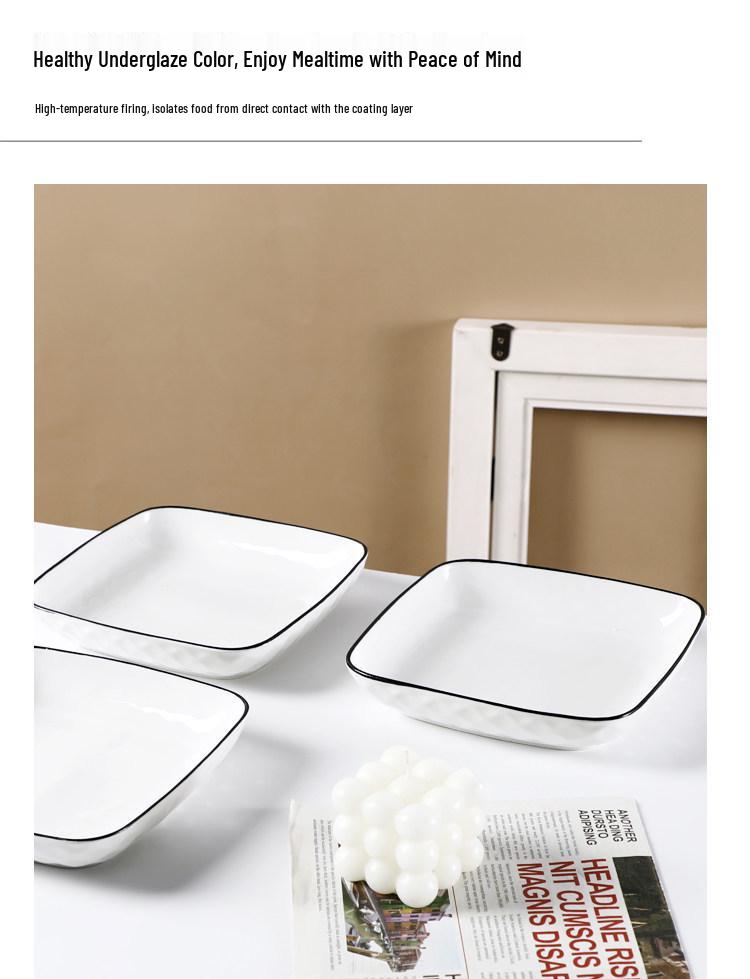 Nordic Style Creative 6-Piece Square Ceramic Plates - Microwave Safe Dinnerware Set
