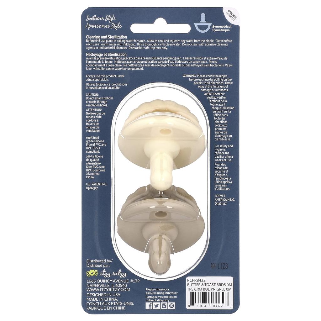 Sweetie Schnuller, Schnuller aus lebensmittelechtem Silikon, 0+ Monate, Creme Zopf oben, 2 Schnuller