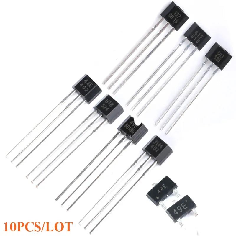 

10pcs Hall Effect Sensor Switch A3144 44E U18 49E 41F 3503 OH137 Hall Element Brushless Electric Motor 44E 49E SMD High Sensitiv