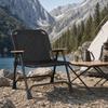 Portable Camping Chair with Wooden Armrests Supportive Padded Folding