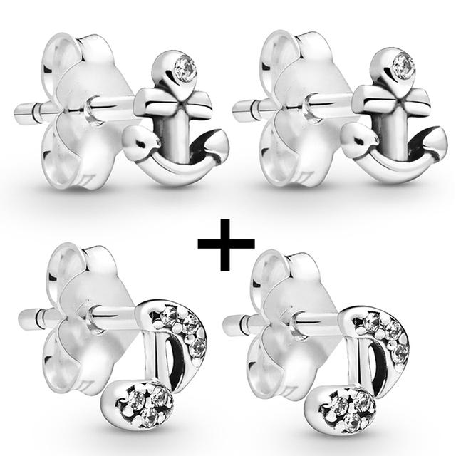 2 Paare/los Silber Überzogene Kristall Stern & Mond Blume Stud Ohrringe Für Frauen Frau Kubikzircon Weiblichen Ohrringe Bijoux Hochzeit geschenk