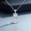 Aqua Blue Pink White Zircon Small Cat Pendant Cute Animal Necklaces For Women Trendy Silver Color Chain Necklace Wedding Jewelry