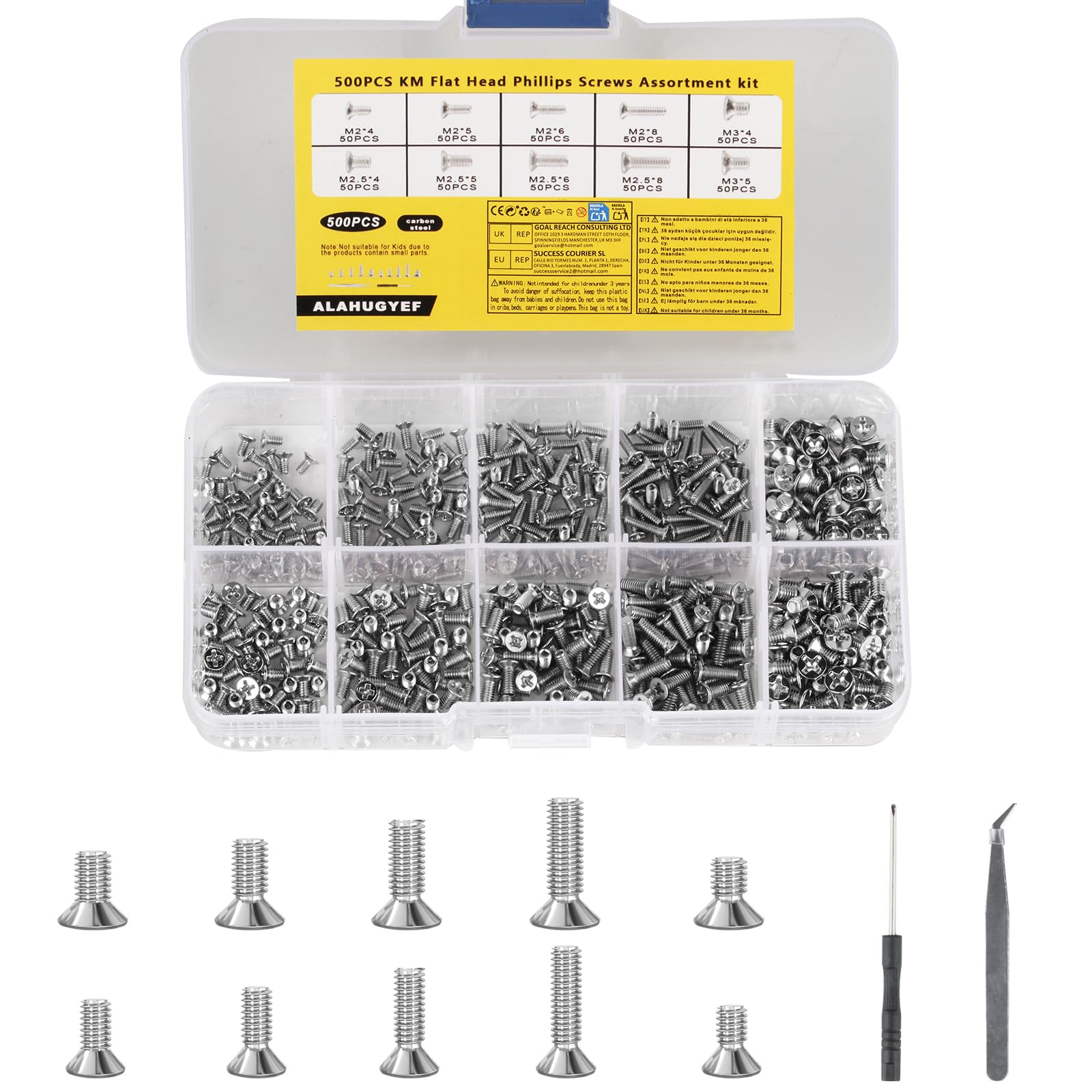 

Набор из 500 винтов M2-M3 - Плоская головка Phillips для ремонта компьютеров и ноутбуков M2