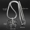 Fashion Butterfly Flower Necklace Women/Men Black Rhinestone Stainless Steel Silver Color Y2K Clavicle Chain Jewelry 6482-QKC