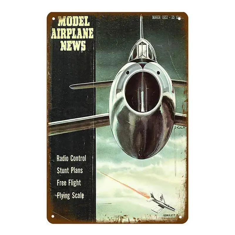Vintage Airplane Metal Signs Fighter Jet Plane Posters Retro Aircraft Plate Metal Plaque Painting Living Room Home Wall Decor