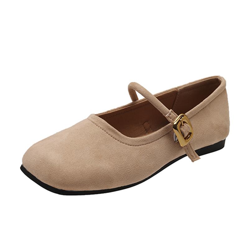 

Dopamine Fairy with Skirt Single Shoes Girl 2025 New Late Night Wind Gentle Suede Square Head Flat Bottom Ladle Shoes 35