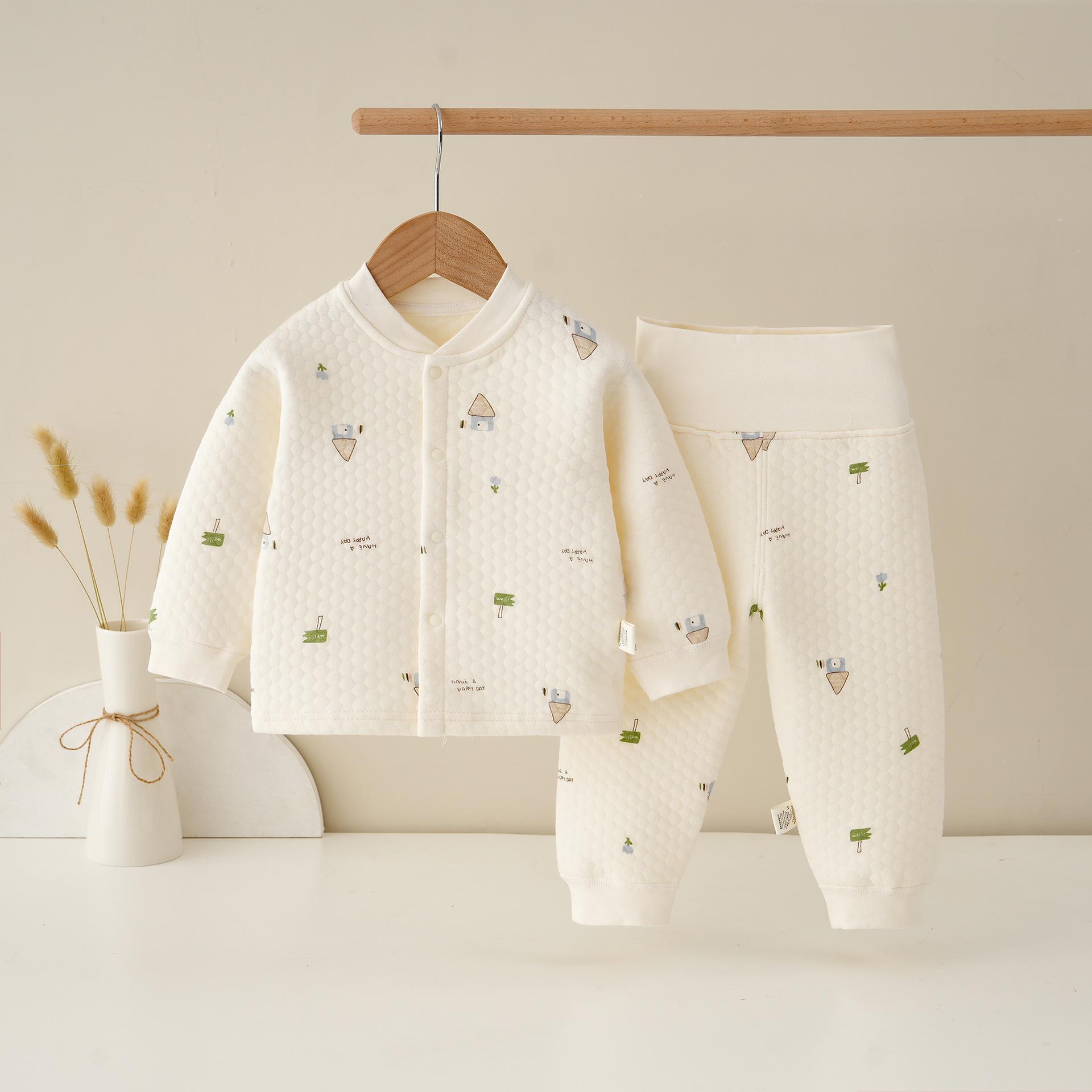 

Теплая стеганая детская одежда из хлопка: Комплект из двух частей с высокой талией и защитой живота для осени и зимы 73cm