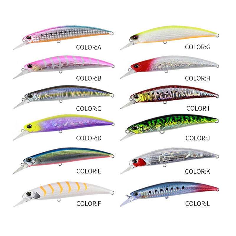110MM 27G ABS Artificial Hard Bait Long Cast Slow Sinking Wobbler Midwater Jerkbait for Pike-7 Colors Freshwater Saltwater