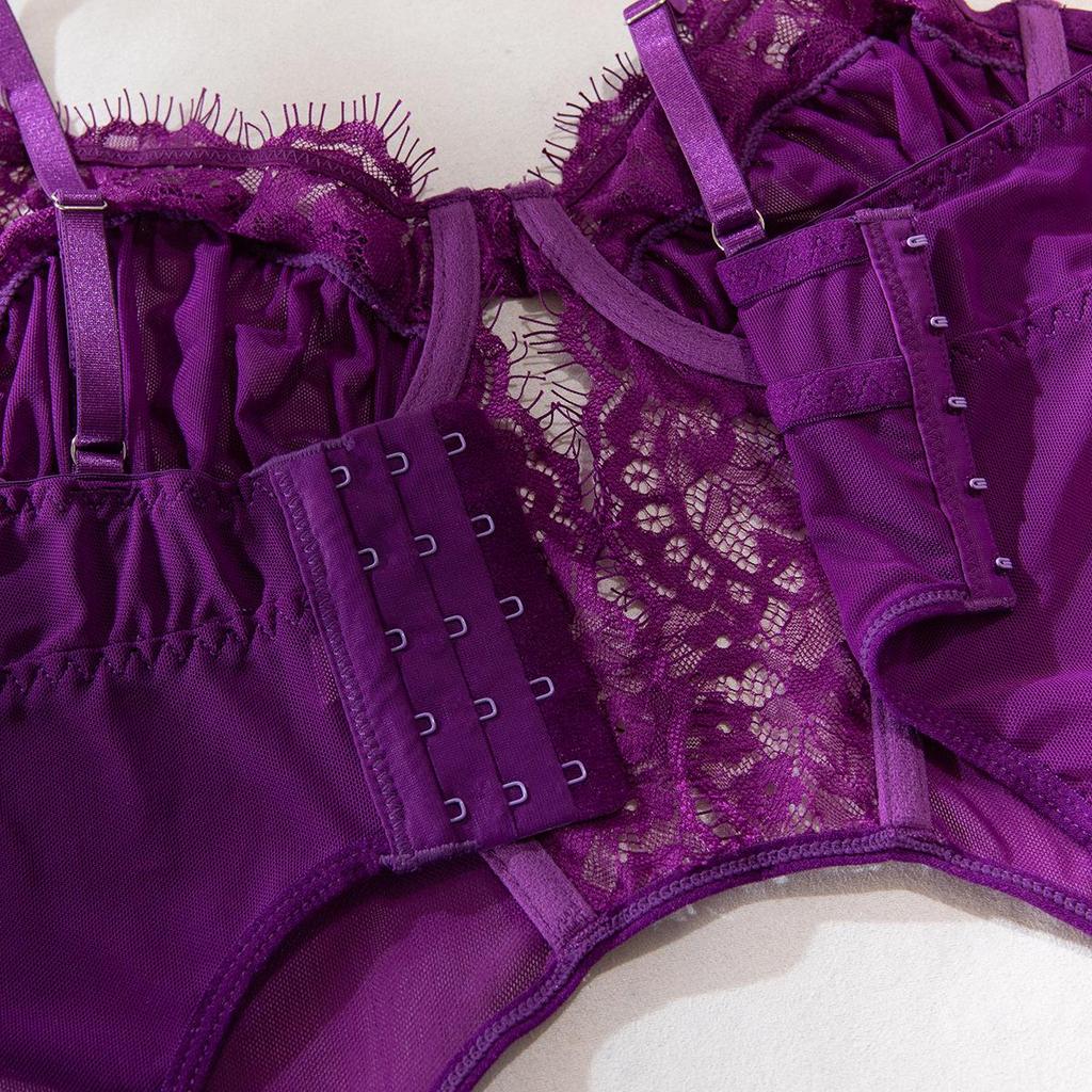 "Přeshraniční krajková síťovaná tílková podprsenka a punčochy - Sexy dámské prádlo"