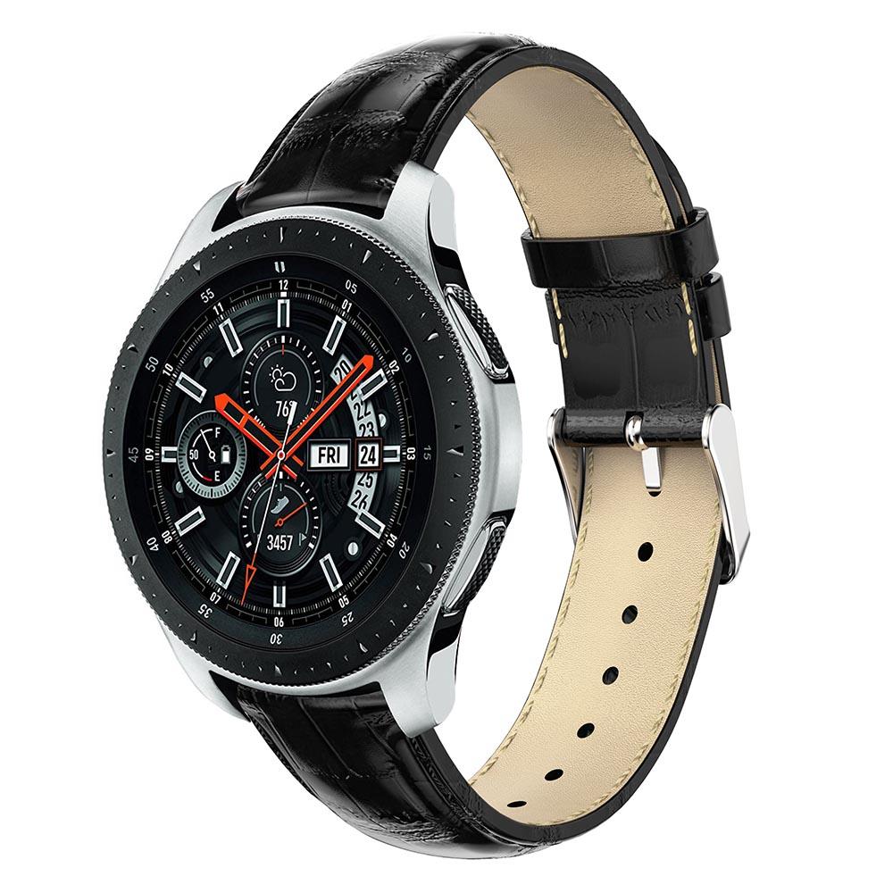 

For Samsung Galaxy Watch 46mm Crocodile Texture Genuine Leather Smart Watch Band Strap 22mm Brown