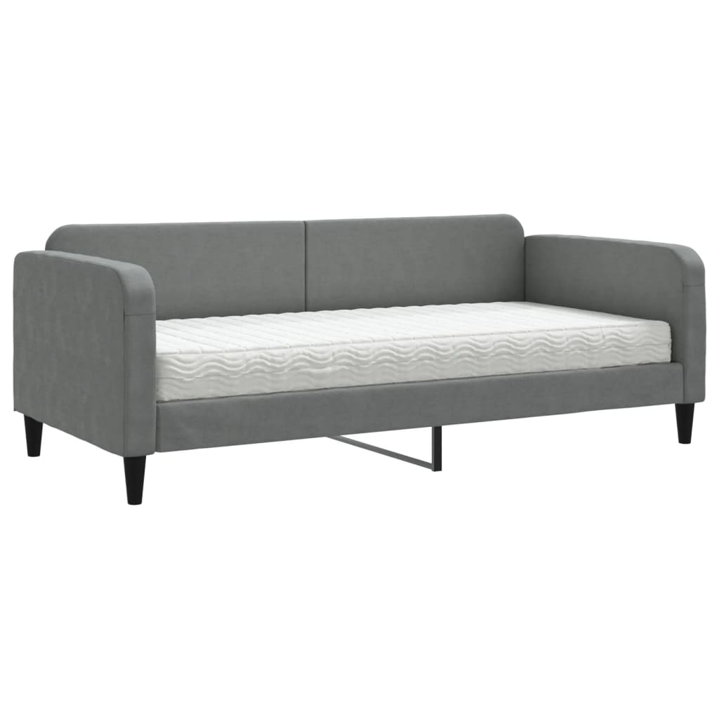 Daybed with Mattress Dark Grey 90 X 200 Cm Fabric