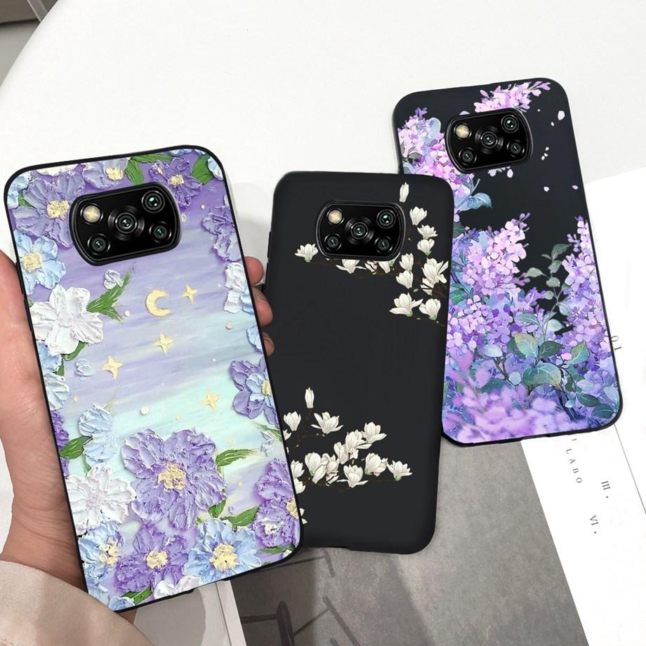Pro Xiaomi Poco X3 Pro Pouzdro Poco X3 NFC Kryt Květina Roztomilý Kočka Malba Nárazník Skořápka Na PocoX3 X3Pro x3nfc Měkký Luxusní Silikon