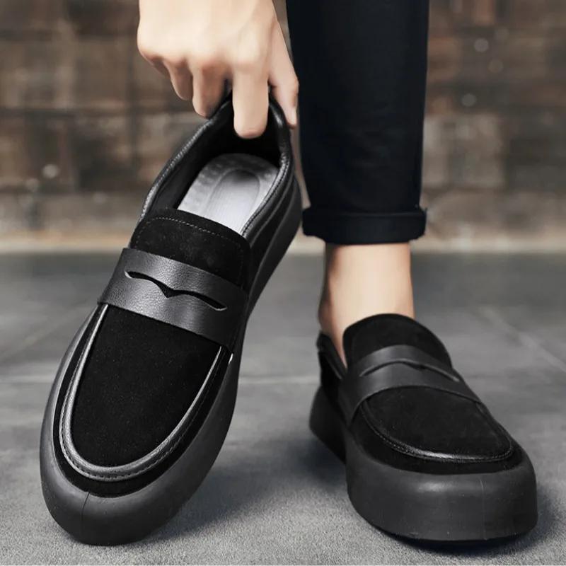 Men's Shoes Luxury Suede Leather Casual Shoe Non-slip Soft Sole Driving Shoes Slip-On Loafers New Business Shoes for Men Sneaker