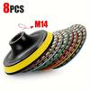 4inch 8pcs Diamond Polishing Pad Set, Dry Sanding Disc for Granite, Marble, Microcrystalline Glass, Countertops, Concrete