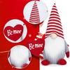 Sweet Love Heart Gnomes Elf Plush Dolls with Striped Hat Stuffed Dwarf Figurine Ornament for Couples Valentines Gift