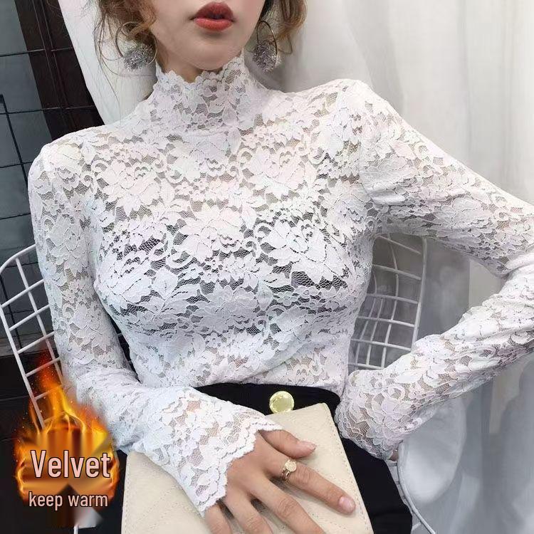 Women's High-Neck Silk Base Layer Top - Slim Fit, Plus Velvet, Thickened, Stylish Body Shaping for Autumn and Winter.