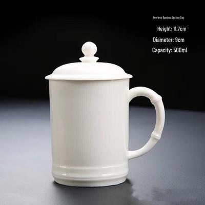 Shangqi Jade Porcelain Pure White Ceramic Mug with Lid