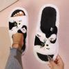 New Fashionable Cartoon Cute Shoes and Warm One-line Furry Slippers