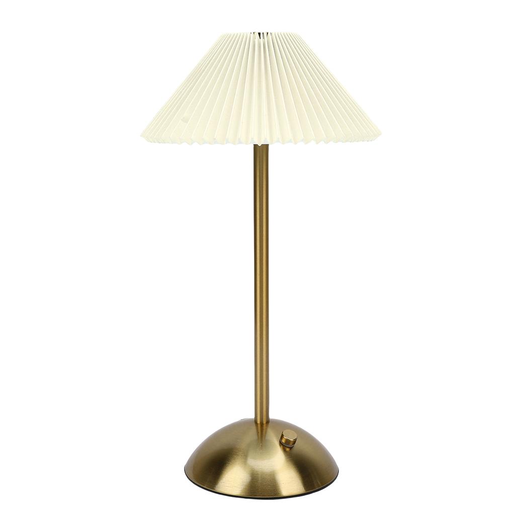 Pleated Table Lamp Touch Control 3 Colors Stepless Dimming USB Rechargeable Retro Cordless LED Nightstand Lamp for Bedside Living Room