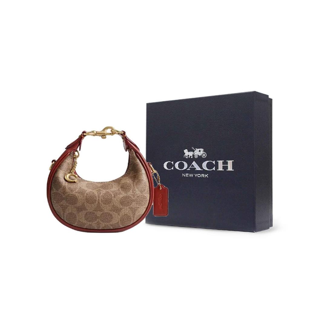 Coach Jonie 15 Top Zip Closure Faux Leather With Cowhide Mini Shoulder Crossbody Handbag Women Handbag Brown Yellow Red CR510-B4NQ4