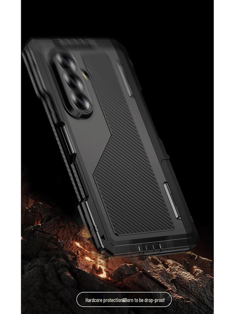 Z-Fold7 Z-Fold6 Tri-Proof Metal Phone Case: Full-Wrap, Stand, Hinge Protection, Anti-Fall Shell.