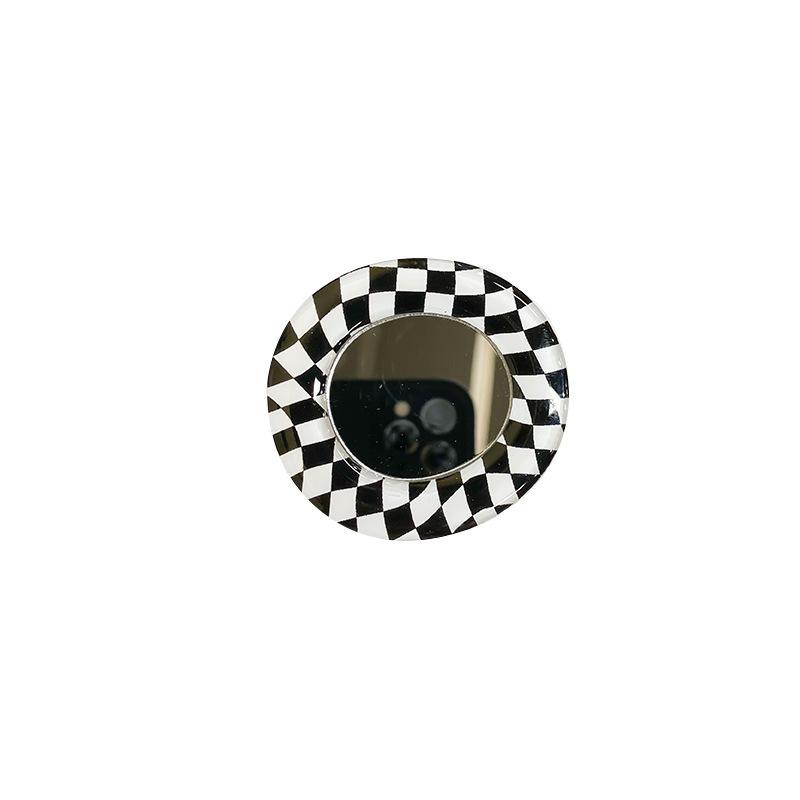 Creative Makeup Niche Style Checkerboard Mirror Mobile Phone Holder Retractable Paste Lazy Desktop Airbag