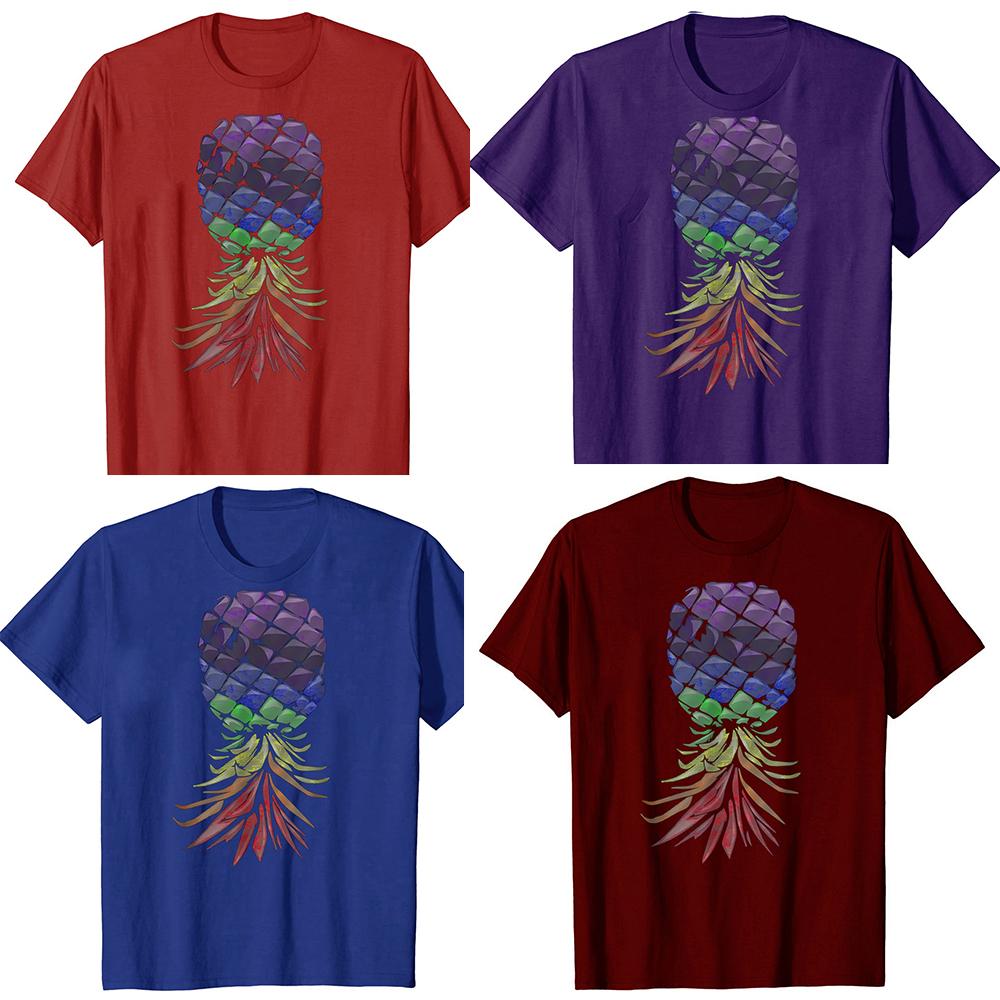 Funny Swinger Rainbow Pineapple Upside Down T-shirts Men Women Fashion Casual Tshirt 100% Cotton Loose Oversized T Shirt Summer