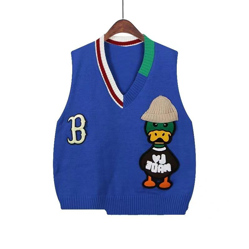 

Женский контрастный трикотажный жилет без рукавов с V-образным вырезом - Весна/Осень 2024 Свободный многослойный дизайн One Size