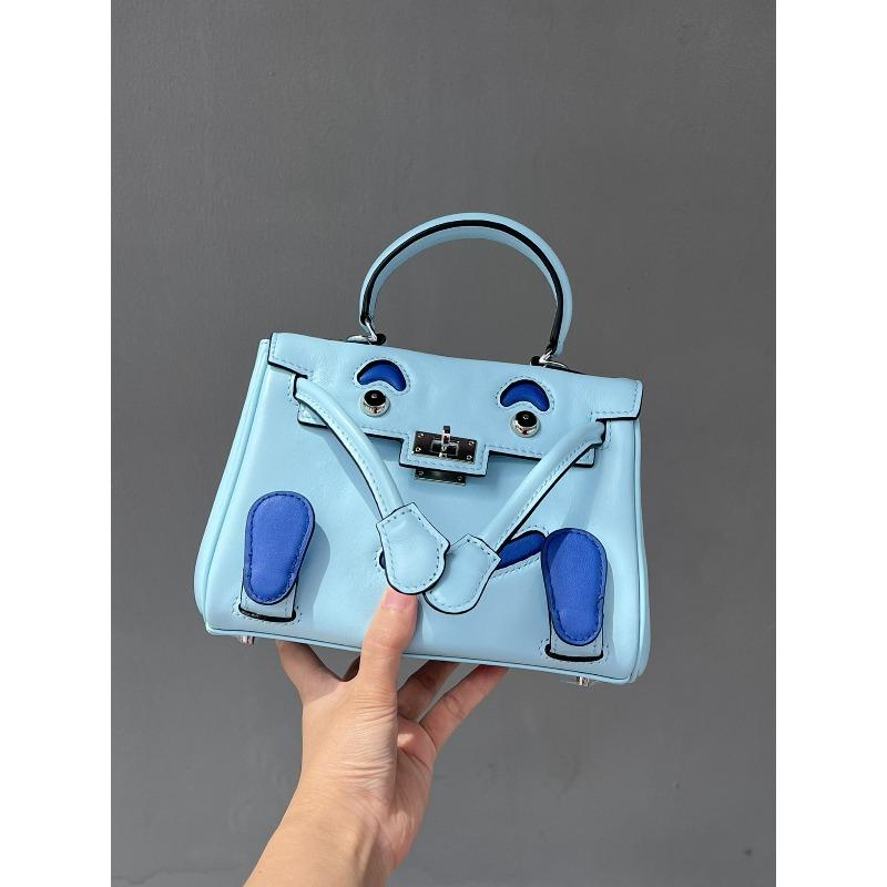 2025 Premium Head Layer Leather Smiling Face Bag+Millennium Doll Mini Bag Cute Crossbody Bag