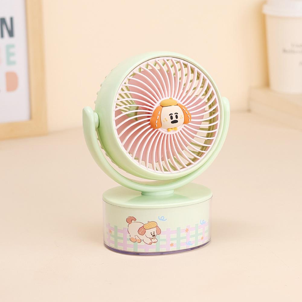 Cute Cartoon Three-Color USB Silent Desktop Fan with Three-Speed Setting Box Package + USB Charging Cable