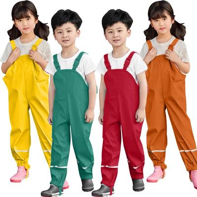 Children Waterproof Rain Pants Toddler Kids Boys Girls Rain Dungarees Windproof Waterproof Overalls Jumpsuit Clothes