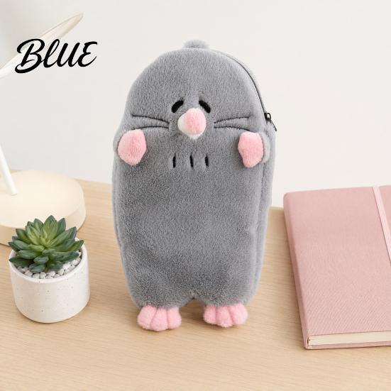 Cute Animal Stationery Pouch Cartoon Mole Pencil Case Plush Large Capacity Pen Pouch