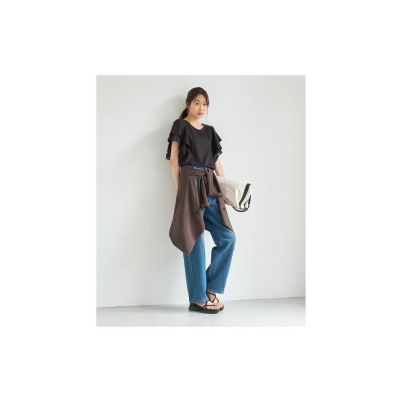 Rope Picnic UV Protection/Cooling Lace-Docking Flare Sleeve Cut Top for Women GDM16370 Sax (48 F)