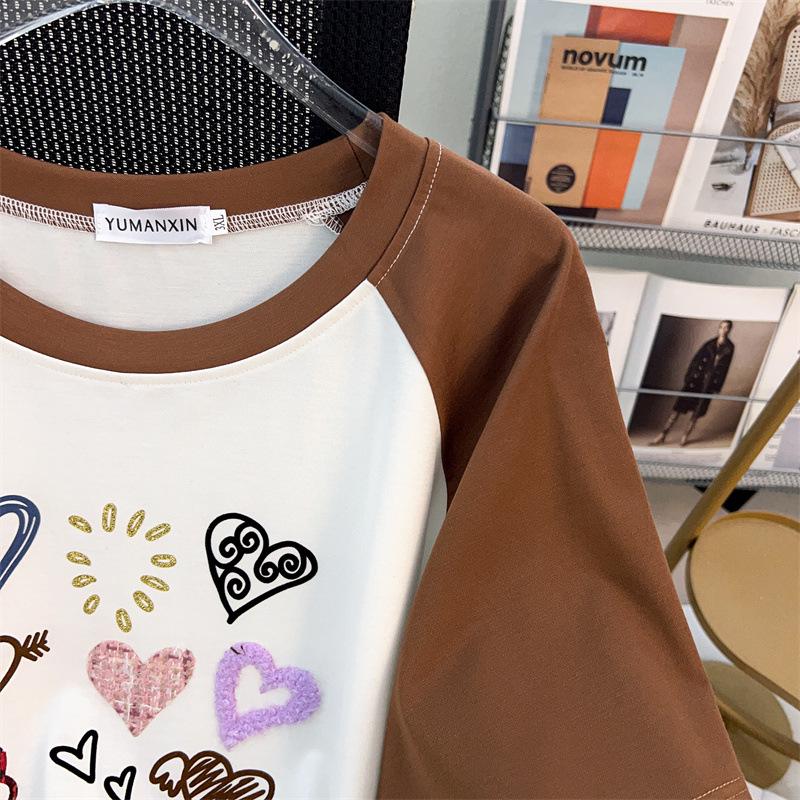 Plus Size Women's Loose Mid-Length Round Neck Short Sleeve T-Shirt (Available In 200/300/350 Jin) 1082