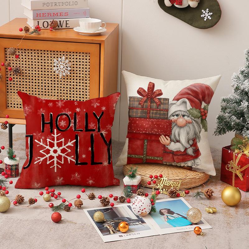 New Christmas Pillow Case Living Room Sofa Holiday Decoration Gnome Print Pillow Bedroom Bedside Pillow