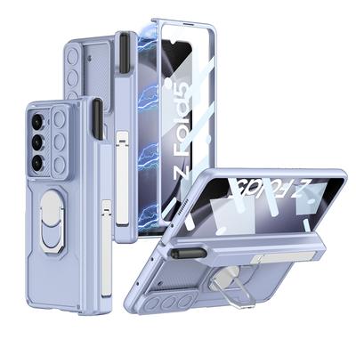 Dobradiça magnética com capa para caneta S para Samsung Galaxy Z Fold 5 5G capa com suporte, proteção de tela de câmera, capas de telefone à prova de choque