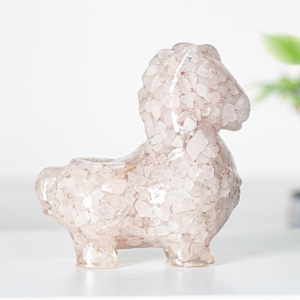 Resin Animal Figurine Decor With Crystals For Home Office And Gift Use