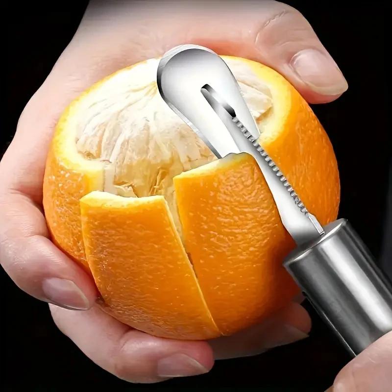 Stainless Steel Orange Peeler Creative Lemon Grapefruit Cutter with Handle Multifunctional Kitchen Fruit and Vegetable Gadget