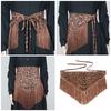 Fringed Corset Belt Women Waspie Belt Self Tieup Waistband Victorian Cincher Belt Halloween Cosplay Costume Accessories