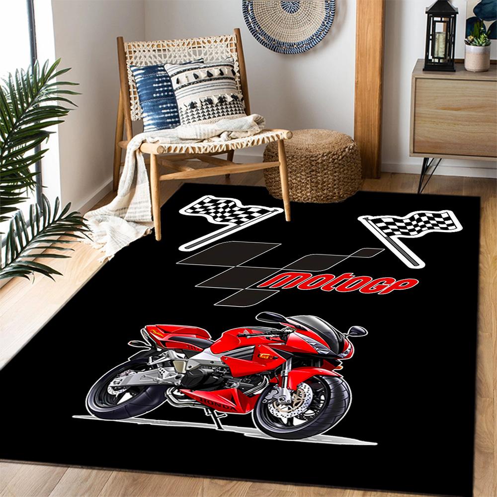 Tappeti Antiscivolo a Tema Logo Fiamme MotoGP - Arredamento per la Casa in Poliestere, Adatti per Camere da Letto, Soggiorni, Ingressi, Studi e Decorazioni
