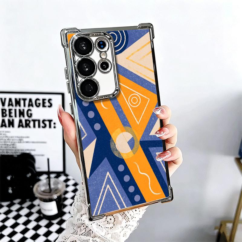Abstract Geometry PopArt Desgin Soft Phone Case For Samsung Galaxy S26 Ultra S25 Edge S24 FE S23 Plus S22 S21 + S20 Plating Anti