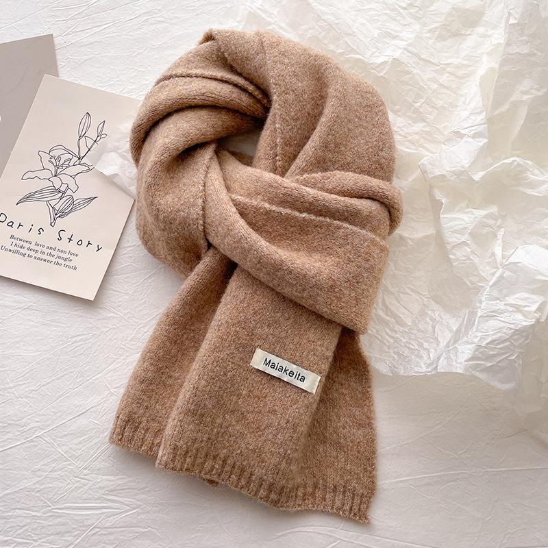New letter knitted scarf women's winter with wool versatile students warm thickened high-end scarf tide